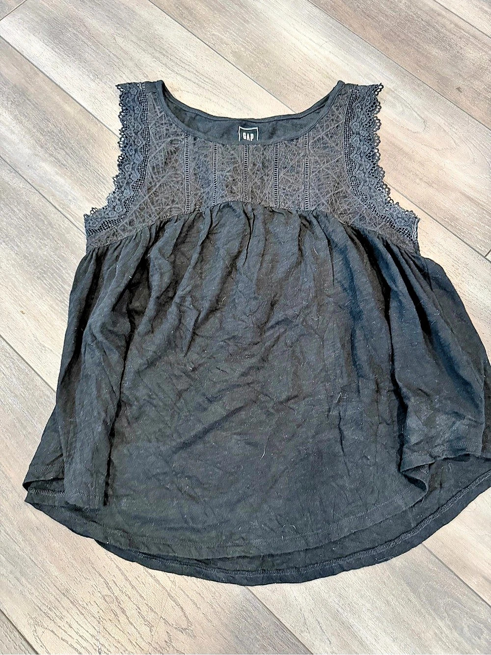 GAP Black Lace-Trim Blouse Size XS